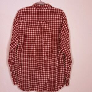 Columbia Mens XL Red White Plaid Long Sleeve Button Down Cotton Shirt
